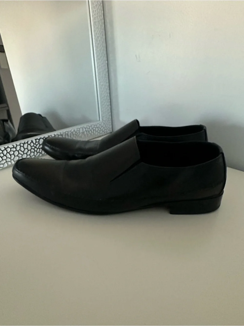 ADELS Shoes Classic Men's Black Leather Slip-On Dress Shoes Sz US 12/30cm A EU46